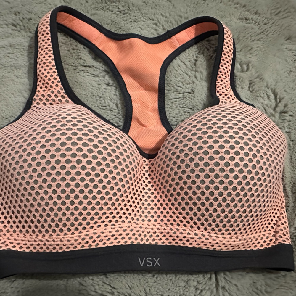 VSX Mesh Sports Bra - Coral and Grey 32D
